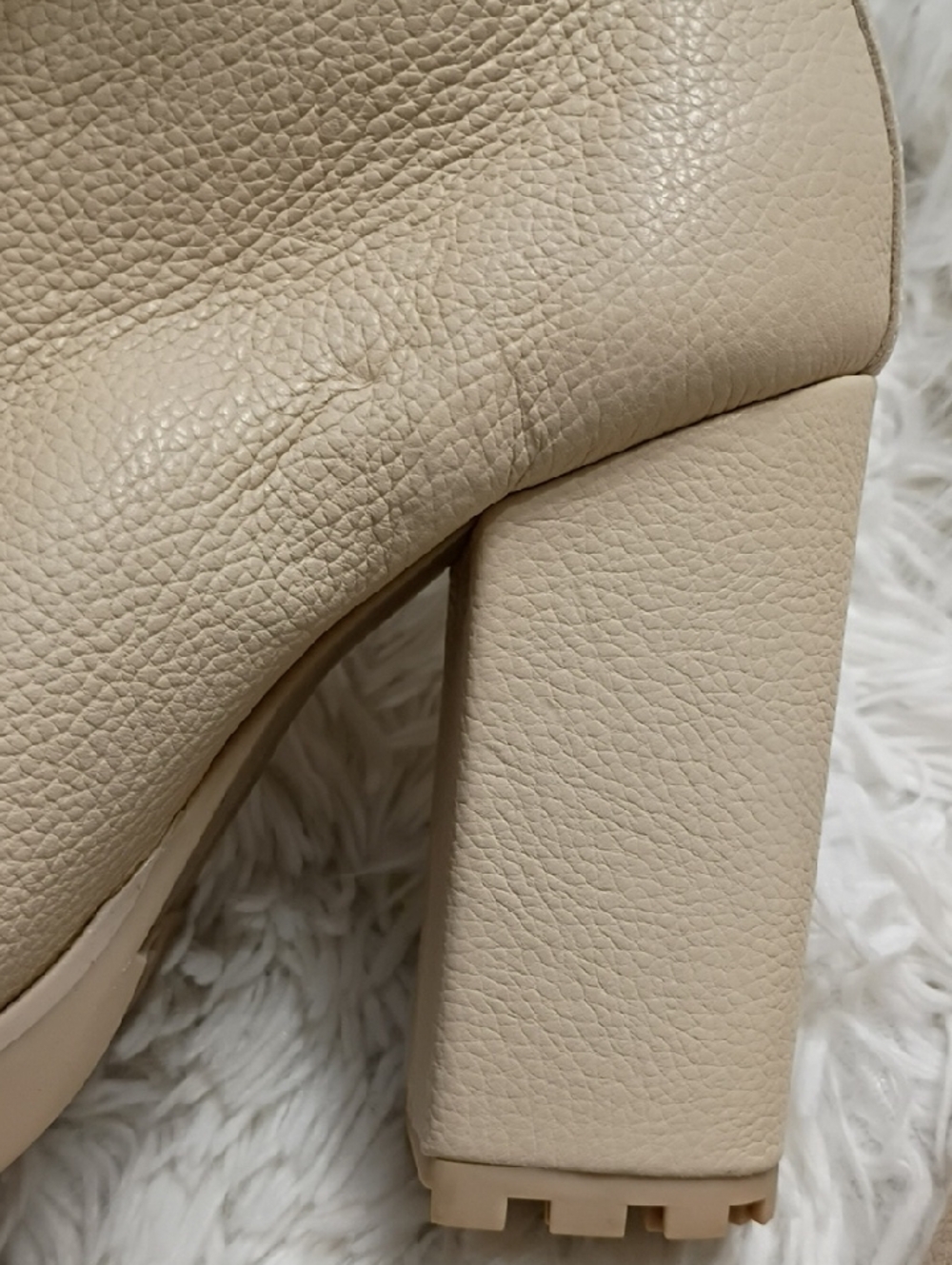 SCHUTZ Zhara Eggshell Lace-Up Faux-Fur Block Heel Combat Moto Ankle Boots 7.5 - Picture 15 of 16